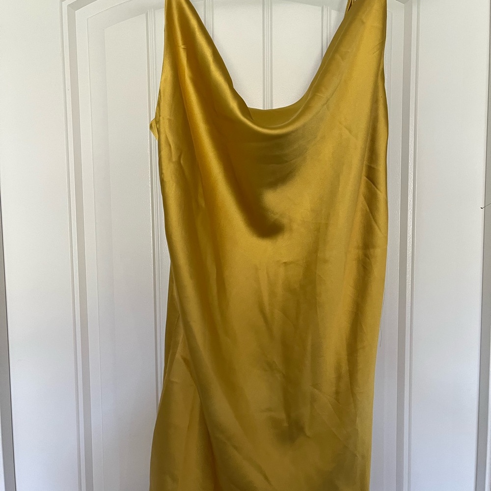 Polly Elegant Gold Satin Mini Dress